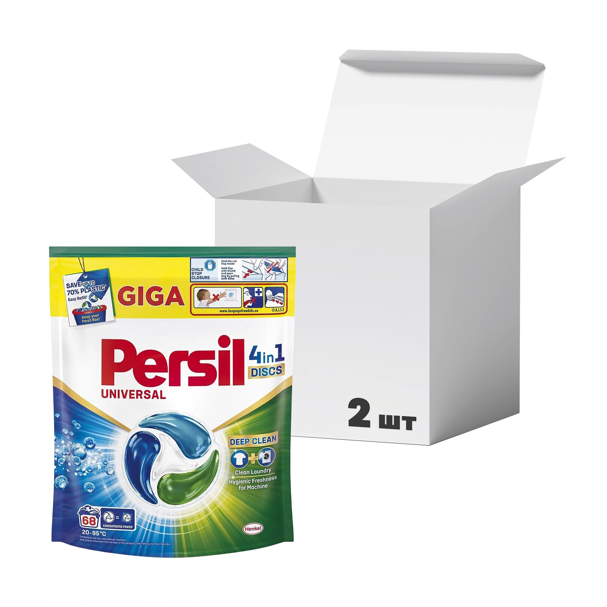 Упаковка дисків для прання Persil Power Caps Universal Deep Clean, 68 циклів прання, 68 шт * 2 шт